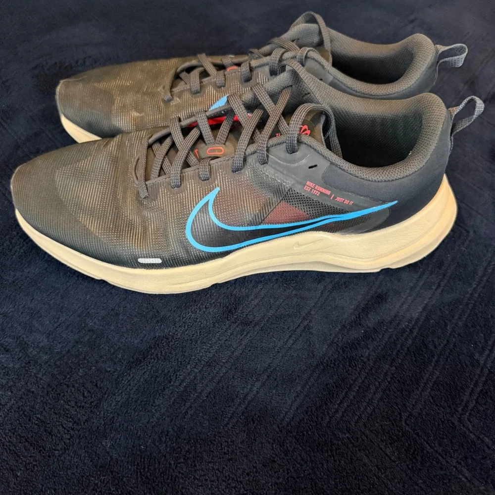 Nike Downshifter 12 Dark Smoke Grey‎ Black Blue Running Shoes DD9293-008 Mens 12